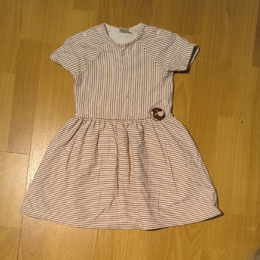 Petit Bateau | Kids Dress in Cream and Brown Stripes